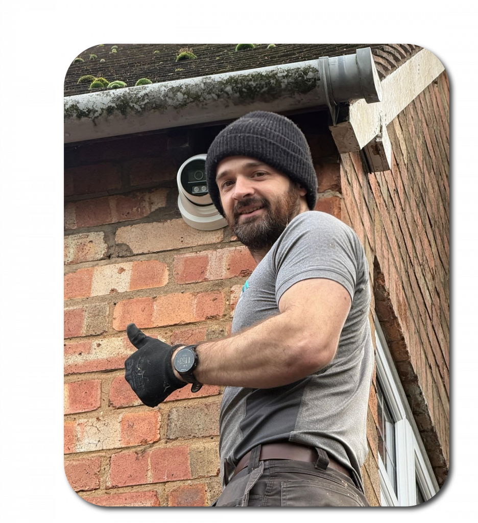 Tom from beacon security with cctv camer